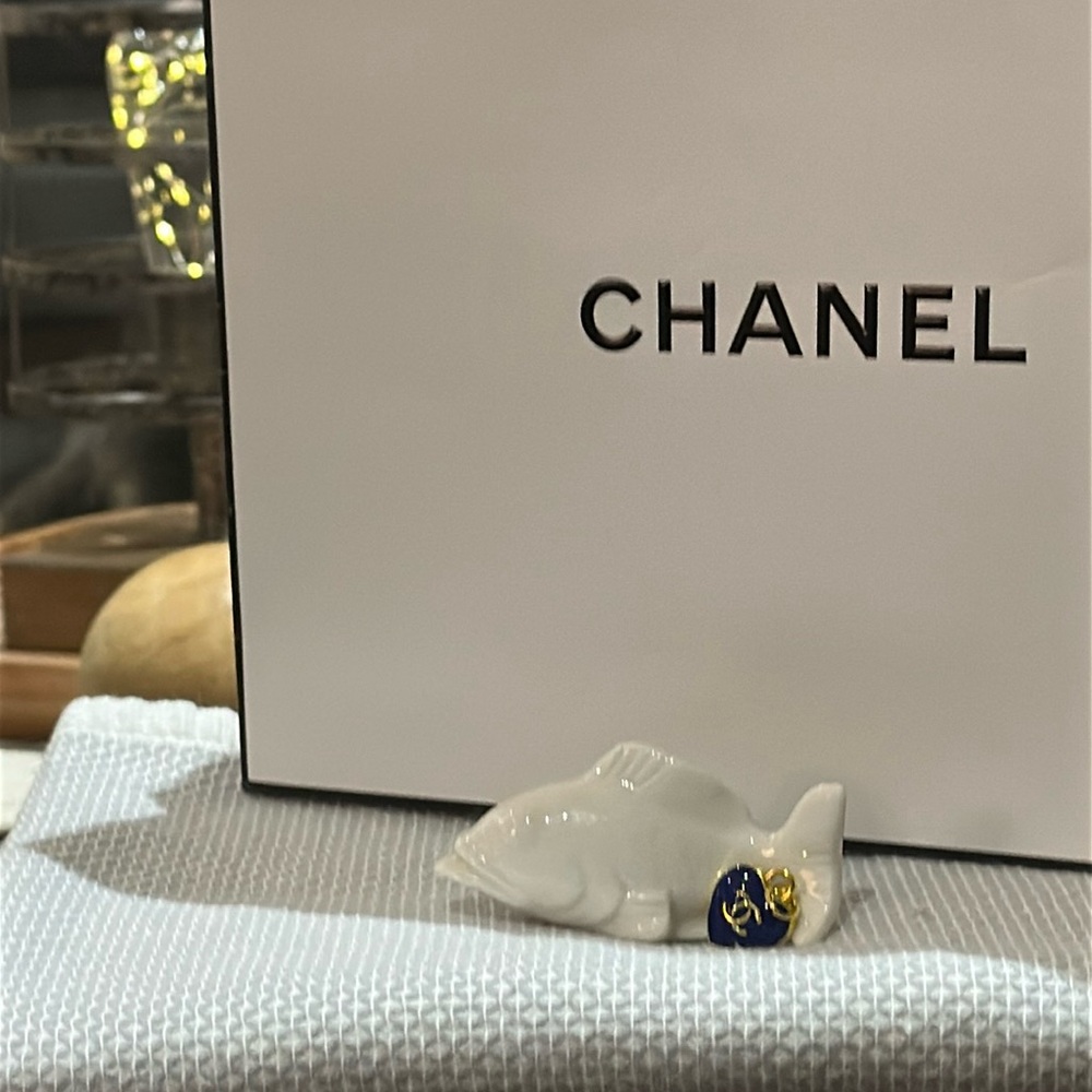 Authentic CHANEL CC Zipper Pull Charm, Nautical Blue w/Gold-Tone Monogram, EUC